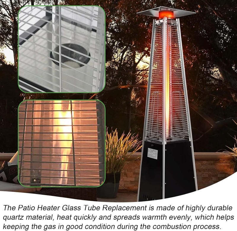 REEPLAR Patio Heater Glass Tube Replacement,49.5" Tall 4" Diameter with Silicone Connecting Ring Compatible with Four-Sided Pyramid Flame Outdoor Heater, Glass Tube Patio Heater for Hiland, Fire Sense - Image 5